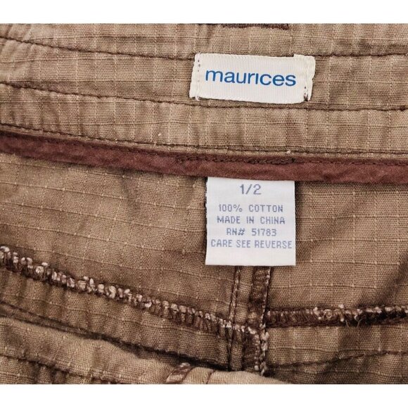 Maurices Womens Khaki A-Line Skirt Size 1/2 Cotton‎ Y2K - Picture 2 of 4